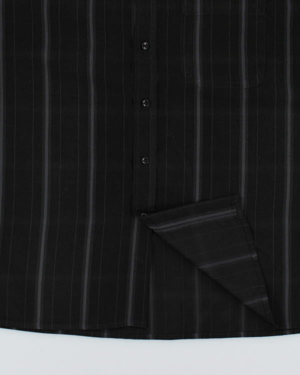 Y2k 00s Haggar Black Stripe Shirt - L