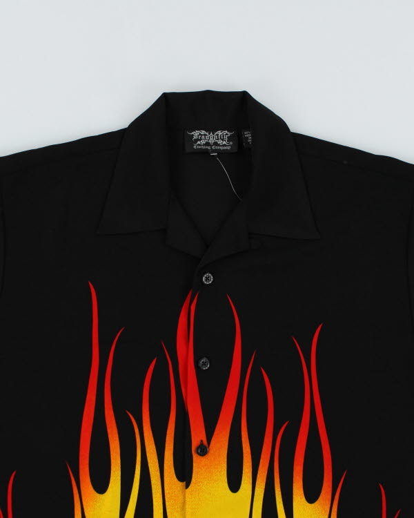 Y2k 00s Dragonfly Flames Shirt - M