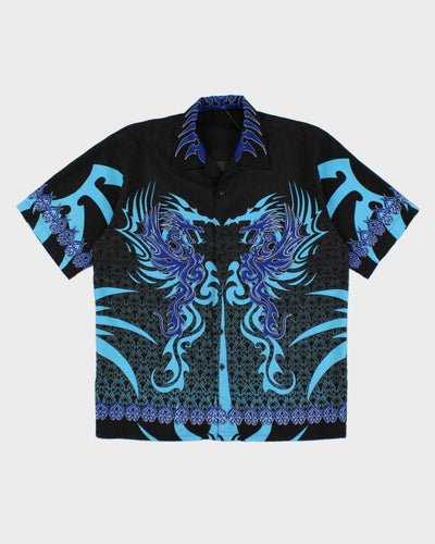 Y2k 00s Blue Dragon Shirt - M