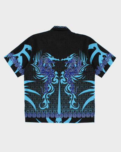 Y2k 00s Blue Dragon Shirt - M