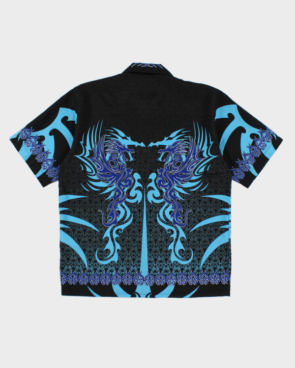 Y2k 00s Blue Dragon Shirt - M