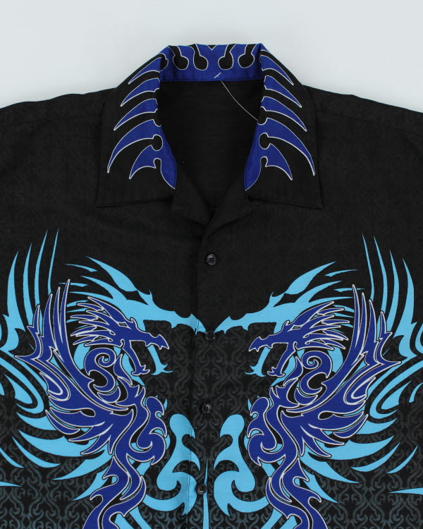 BLACK PEACE NOW Tシャツ　ドラゴン　龍　y2k Darkcore Y2k 00s Blue Dragon Shirt - M – Rokit