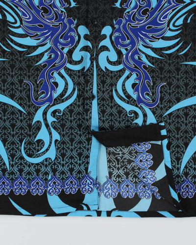 Y2k 00s Blue Dragon Shirt - M