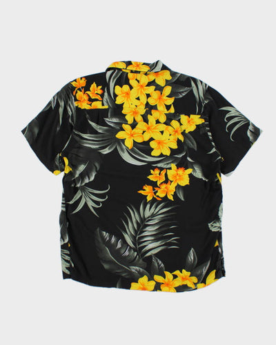 Vintage Yellow Floral Printed Hawaiian Shirt - M