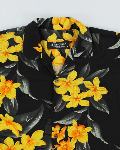 Vintage Yellow Floral Printed Hawaiian Shirt - M