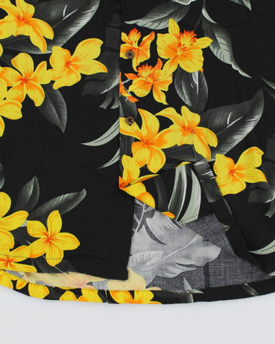 Vintage Yellow Floral Printed Hawaiian Shirt - M