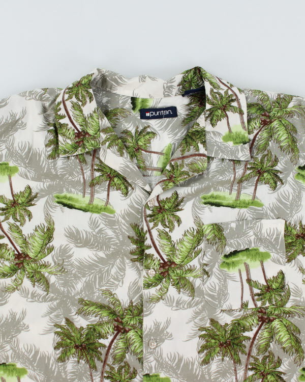 Vintage Puritan Tree Printed Hawaiian Shirt - XL
