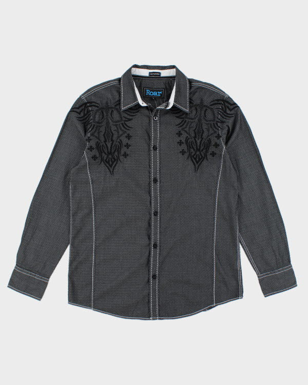 Y2k 00s Roar Embroidered Shirt - M