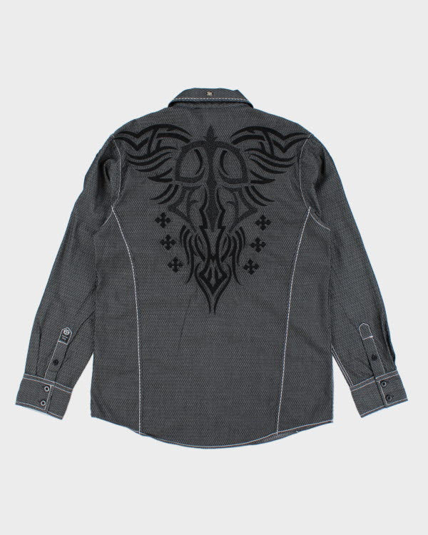 Y2k 00s Roar Embroidered Shirt - M