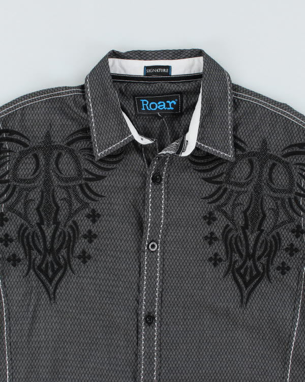 Y2k 00s Roar Embroidered Shirt - M