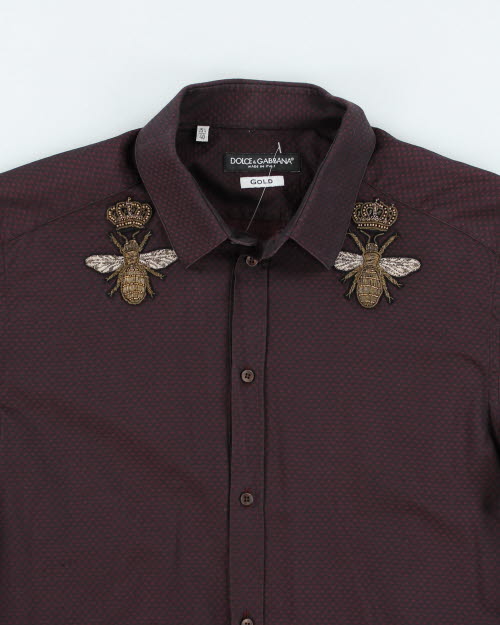 Vintage Y2K Dolce &amp; Gabbana Bee Patches Long-sleeved Shirt - L