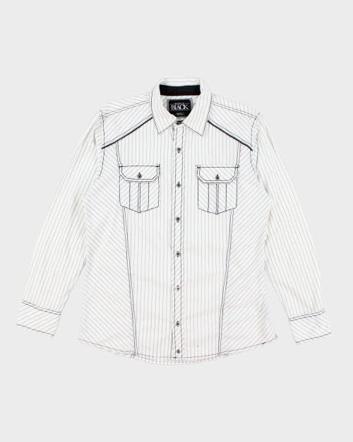Y2k 00s Buckle Black Slim Fit Shirt - L