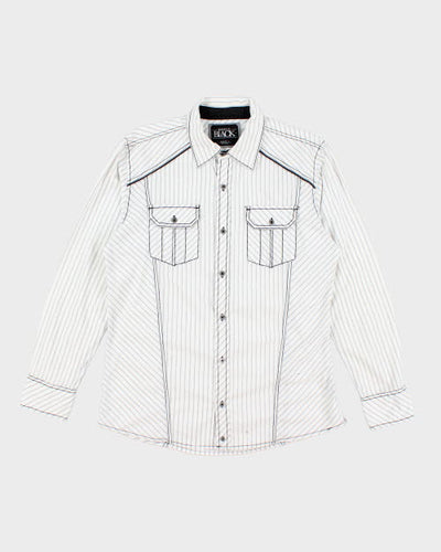 Y2k 00s Buckle Black Slim Fit Shirt - L