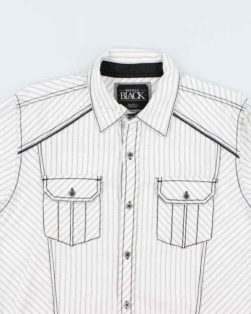 Y2k 00s Buckle Black Slim Fit Shirt - L