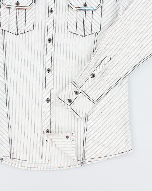Y2k 00s Buckle Black Slim Fit Shirt - L