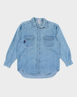 Vintage 90's Edwin Jeans Light Wash Denim Shirt - L