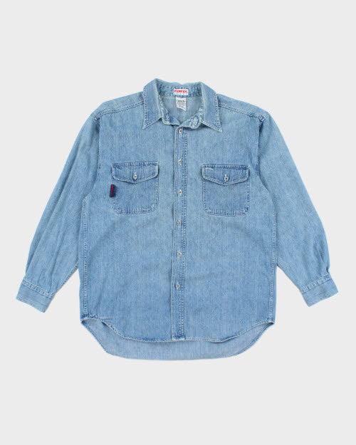 Vintage 90's Edwin Jeans Light Wash Denim Shirt - L
