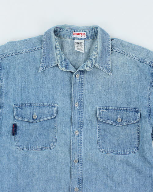 Vintage 90's Edwin Jeans Light Wash Denim Shirt - L