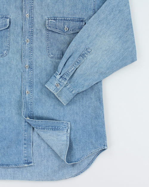 Vintage 90's Edwin Jeans Light Wash Denim Shirt - L