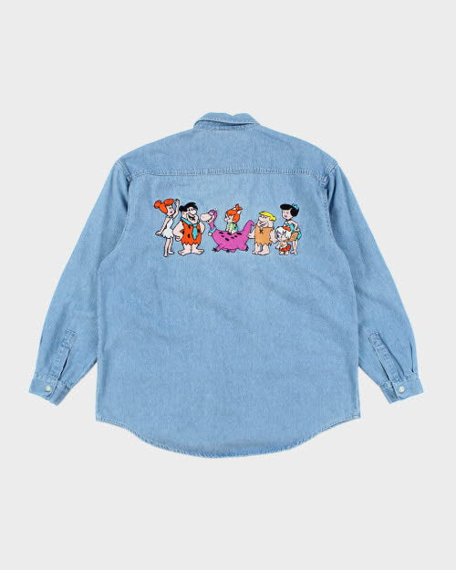 Vintage 90's The Flintstones Long-sleeve Denim Shirt - L