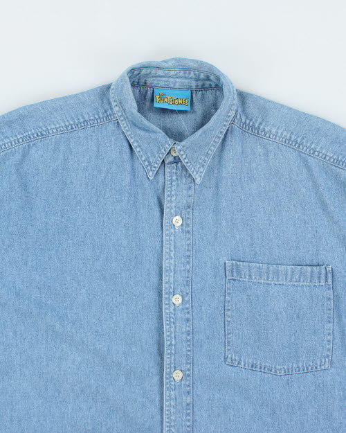 Vintage 90's The Flintstones Long-sleeve Denim Shirt - L