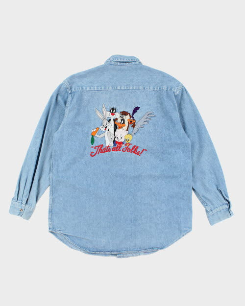 Vintage 90's Looney Tunes Long-sleeve Denim Shirt - L