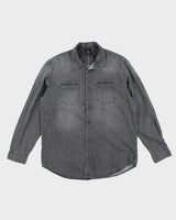 Vintage Calvin Klein Grey Wash Long-sleeve Denim Shirt - XL