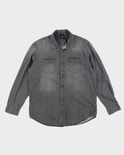Vintage Calvin Klein Grey Wash Long-sleeve Denim Shirt - XL