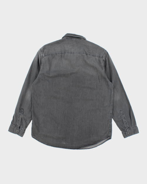 Vintage Calvin Klein Grey Wash Long-sleeve Denim Shirt - XL