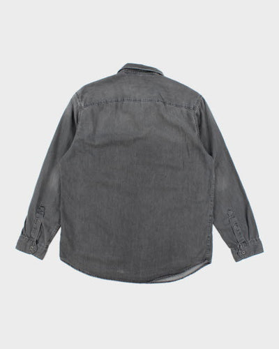 Vintage Calvin Klein Grey Wash Long-sleeve Denim Shirt - XL