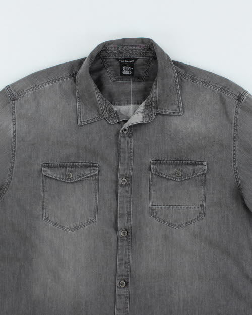 Vintage Calvin Klein Grey Wash Long-sleeve Denim Shirt - XL