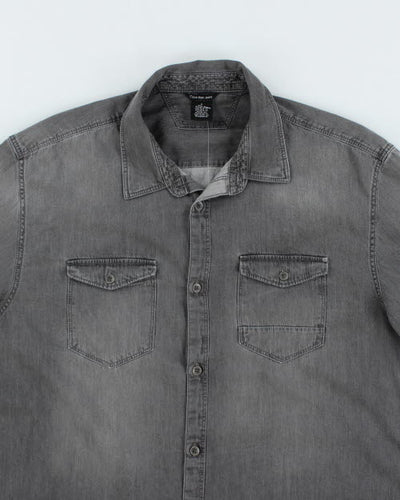 Vintage Calvin Klein Grey Wash Long-sleeve Denim Shirt - XL