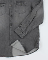 Vintage Calvin Klein Grey Wash Long-sleeve Denim Shirt - XL