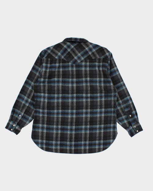 Vintage Pendleton Pearl Snap Shadow Plaid Flannel Shirt - L