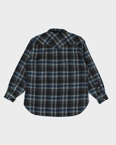 Vintage Pendleton Pearl Snap Shadow Plaid Flannel Shirt - L