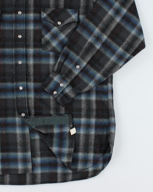 Vintage Pendleton Pearl Snap Shadow Plaid Flannel Shirt - L