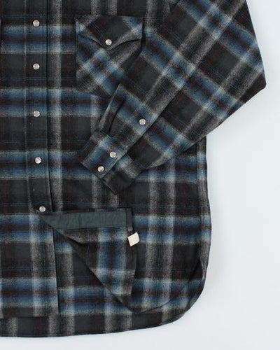 Vintage Pendleton Pearl Snap Shadow Plaid Flannel Shirt - L