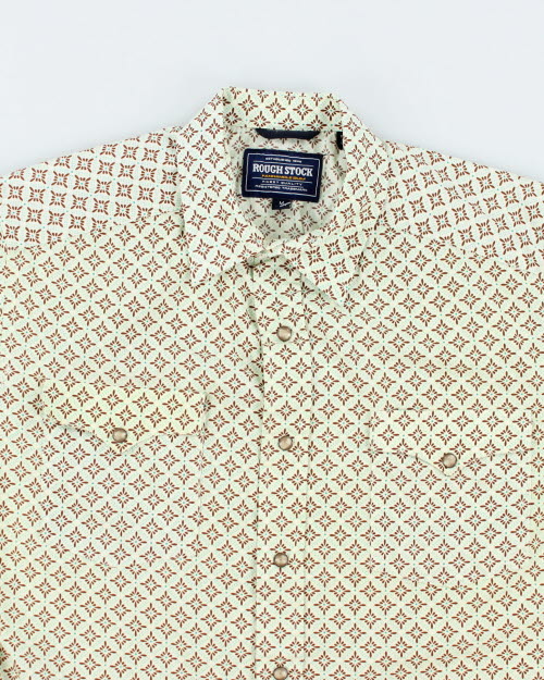 Vintage Rough Stock Patterned Snap Button Western Shirt - M