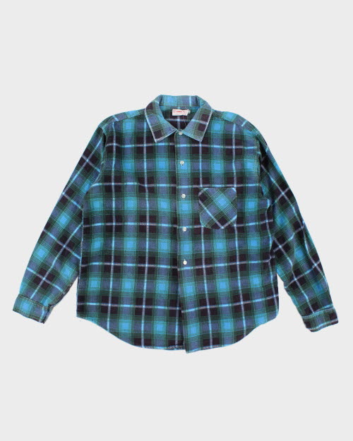 Vintage 90's Permanent Press Plaid Flannel Shirt - L