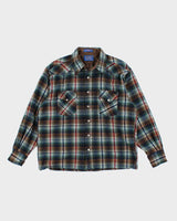 Vintage 90's Pendleton Plaid Popper Flannel Shirt - L