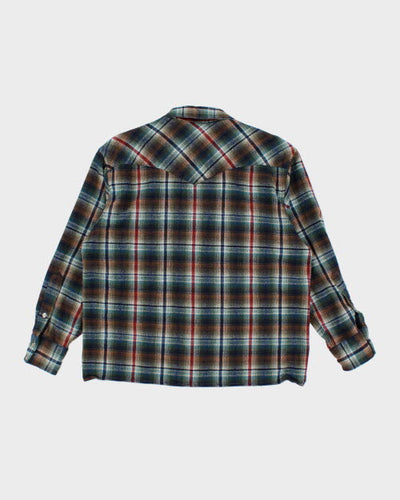 Vintage 90's Pendleton Plaid Popper Flannel Shirt - L