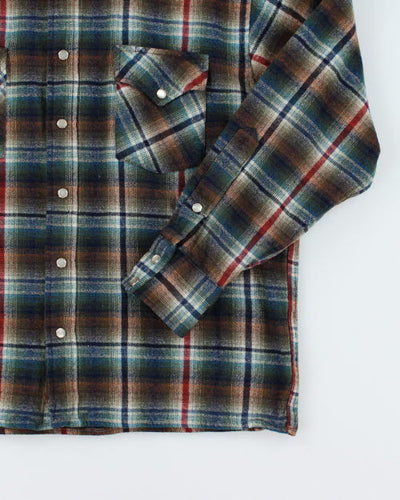Vintage 90's Pendleton Plaid Popper Flannel Shirt - L