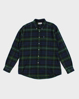 Vintage Barbour Navy Plaid Flannel Shirt - XL