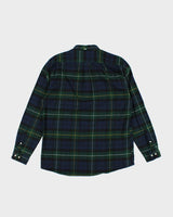 Vintage Barbour Navy Plaid Flannel Shirt - XL