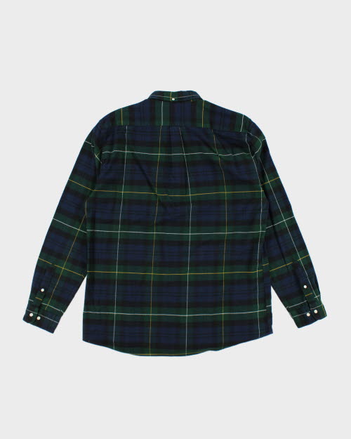 Vintage Barbour Navy Plaid Flannel Shirt - XL