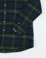 Vintage Barbour Navy Plaid Flannel Shirt - XL