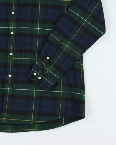 Vintage Barbour Navy Plaid Flannel Shirt - XL