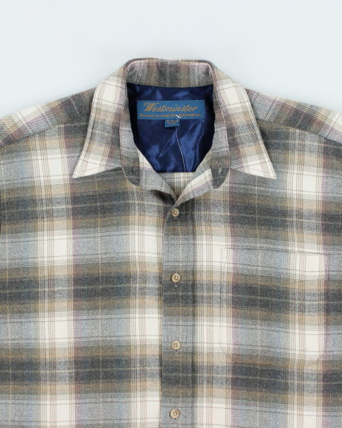 Vintage 90's Westminster Grey Plaid Flannel Shirt - M