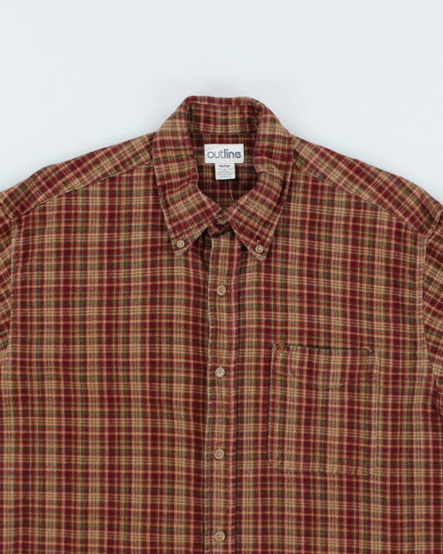 Vintage 90's Outline Oversized Flannel Shirt - M