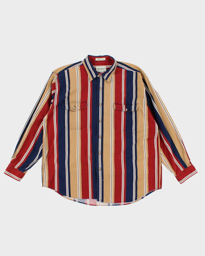 Vintage 90's Eddie Bauer Striped Button Up Shirt - XL